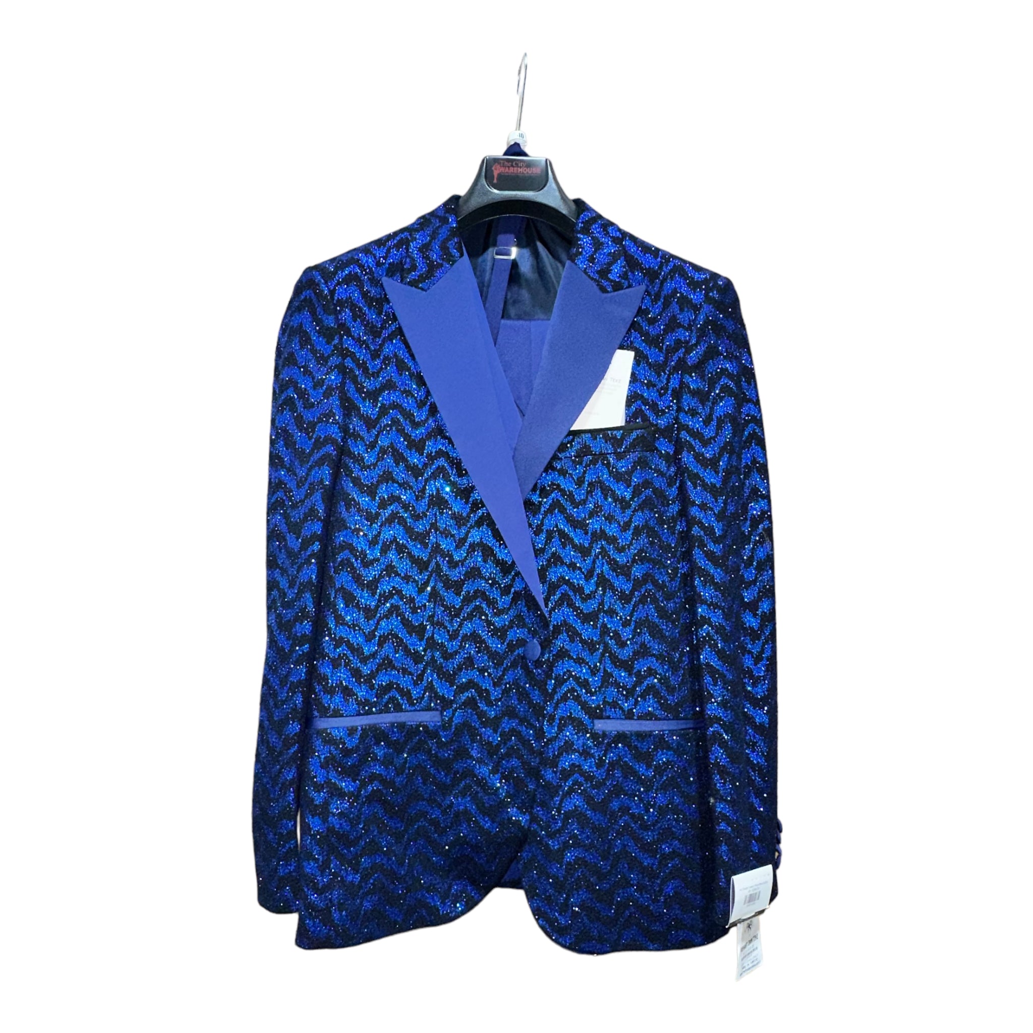 4pc Design Tuxedo | Royal Blue ZigZag-The City Warehouse-Menswear