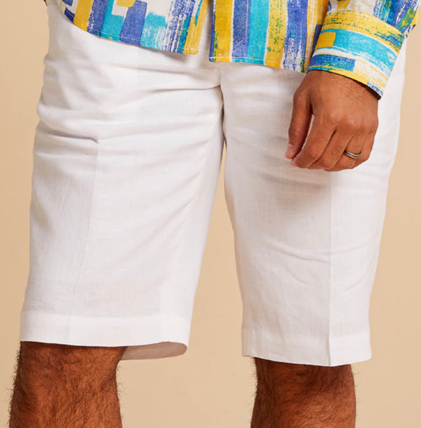 Solid Linen Shorts | White | P2110