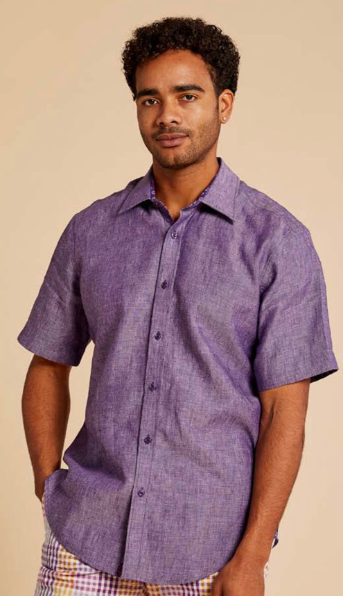 S/S Linen Shirt | Purple | SS717