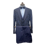 Embroidered 4PC Tuxedo- 389 | Navy | Modern Fit