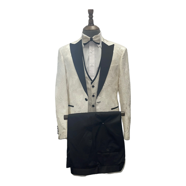 Embroidered 4PC Tuxedo- 884 | Modern Fit | Cream