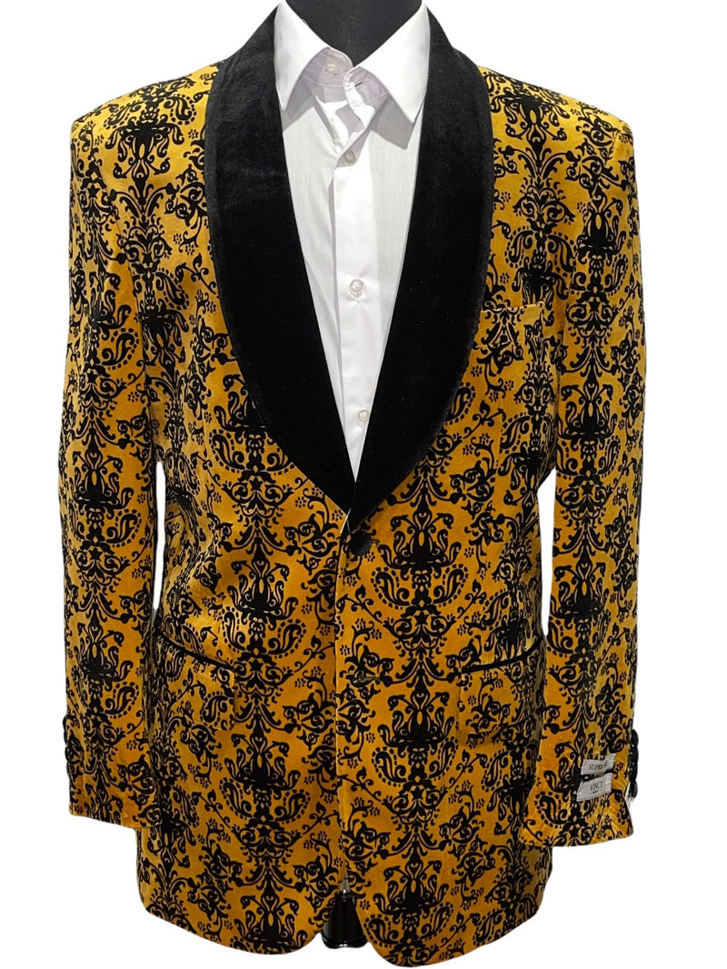 Paisley Velvet Blazer | (Gold)