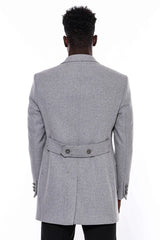 3/4 Length Coat | Metal Button Double Breasted | KP-3120