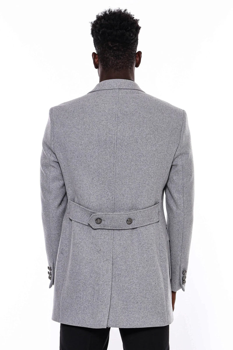 3/4 Length Coat | Metal Button Double Breasted | KP-3120