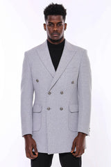 3/4 Length Coat | Metal Button Double Breasted | KP-3120