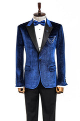 Velvet Glitter Blazer | Black Lapel | Slim Fit